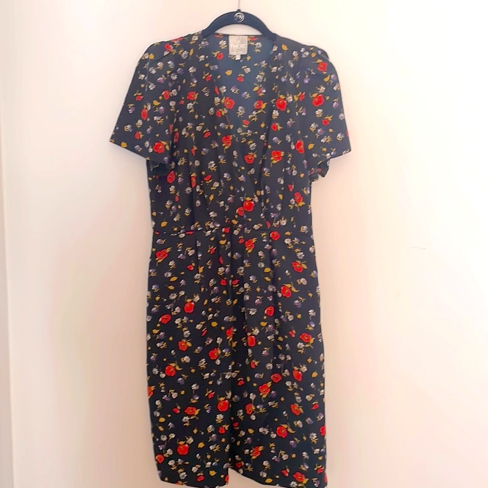 Anthropologie Karen Walker Floral short sleeve wrap dress with pleating details